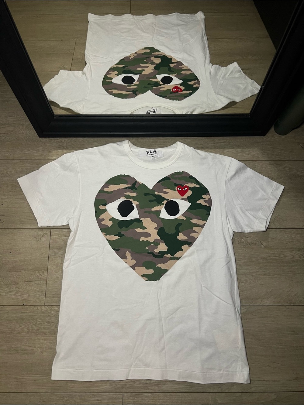 Y2K Comme Des Garçons CDG PLAY Camo Heart Embroidered Heart Logo Shirt